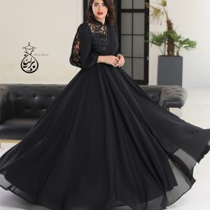 لباس مجلسی زنانه گلرخ جنس کرپ حریر از رو به رو